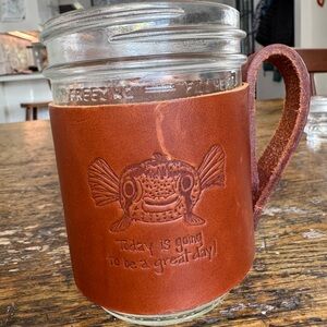 Brown Leather Holder for Ball Jar